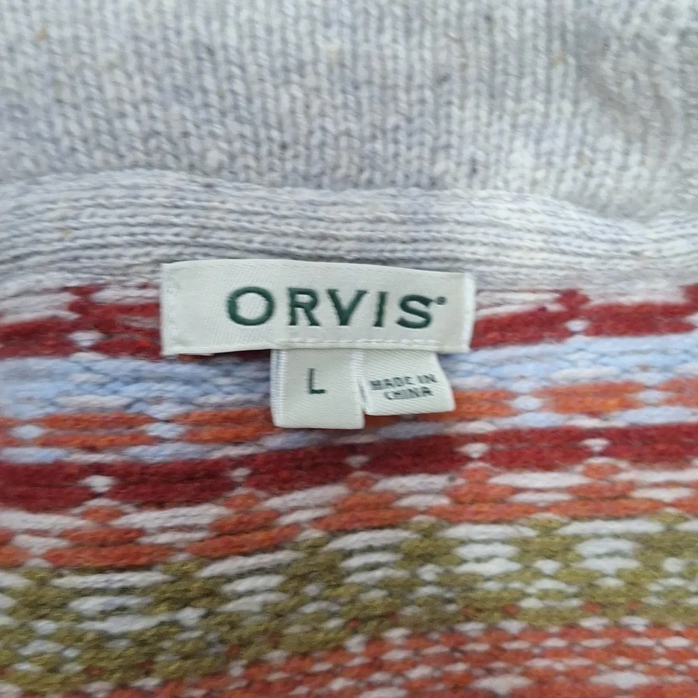 Orvis 100% wool cardigan sweater - southwestern gray - L